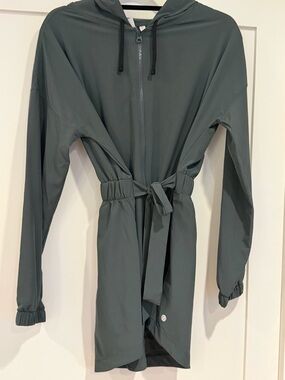 Zella Light Weight Hooded Zip-Front Belted Trench Coat sz Small